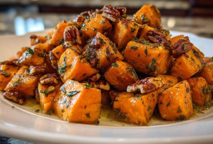 Sage Butter Sweet Potatoes with Pecans