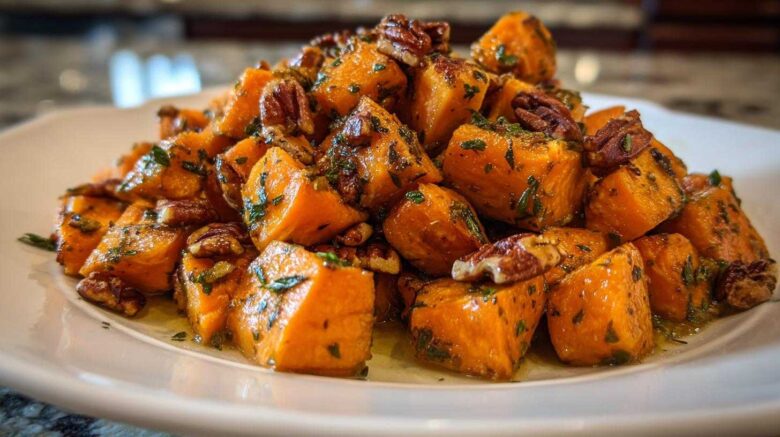 Sage Butter Sweet Potatoes with Pecans