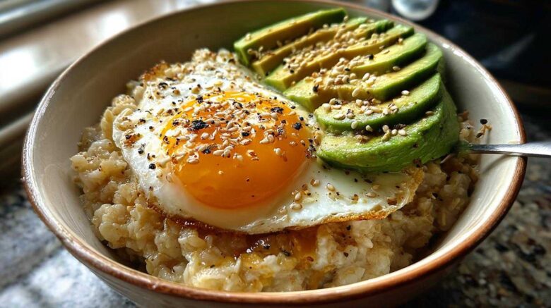 Savory Oatmeal with Avocado & Egg (Trendy Twist)