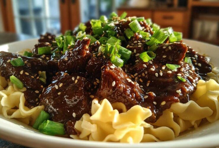 Slow Cooker Mongolian Beef with Noodles