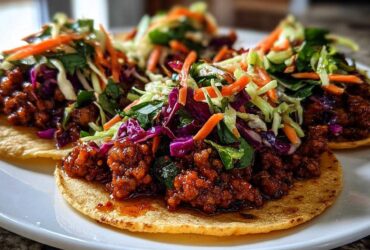Spicy Korean Pork Tacos with Slaw