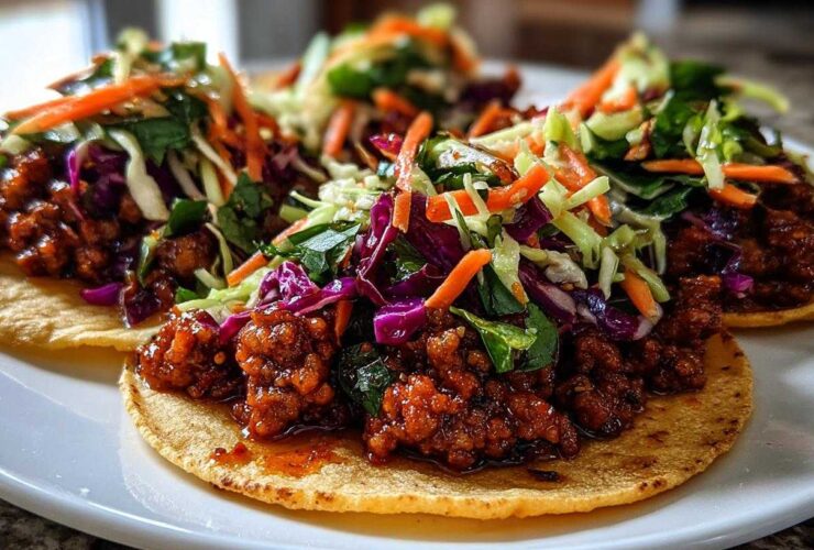 Spicy Korean Pork Tacos with Slaw