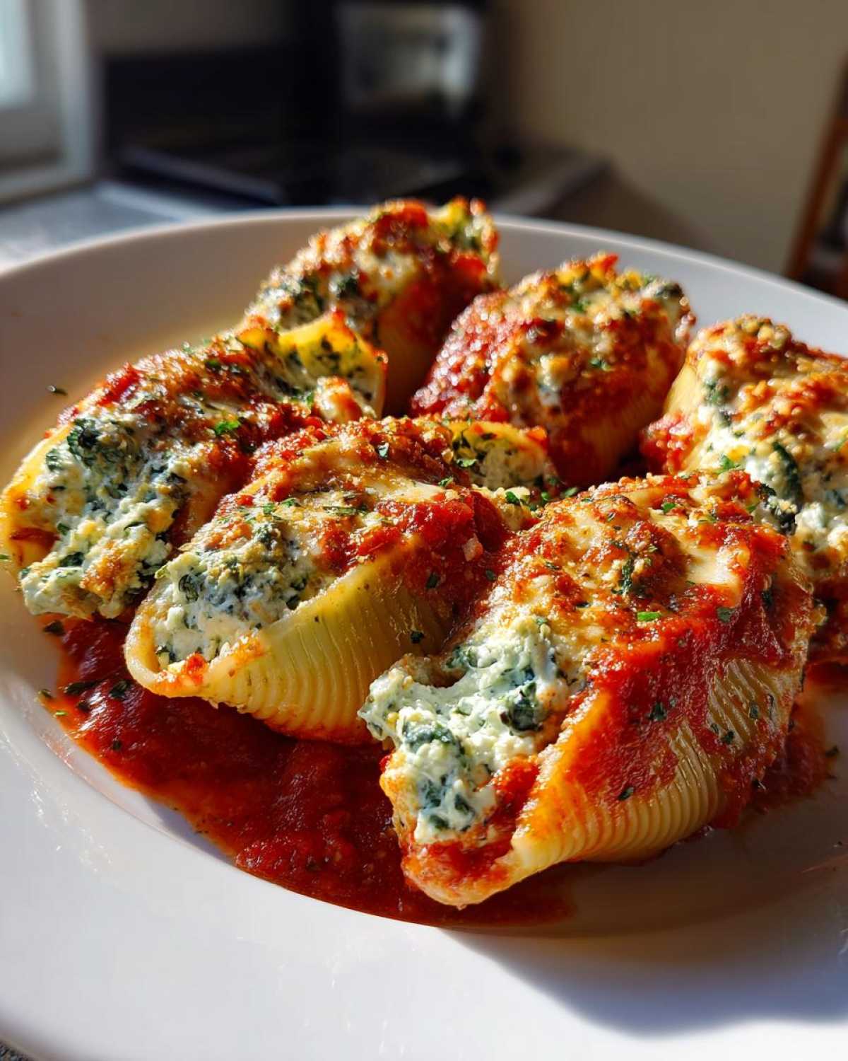 Spinach Ricotta Stuffed Shells with Marinara - detail 1