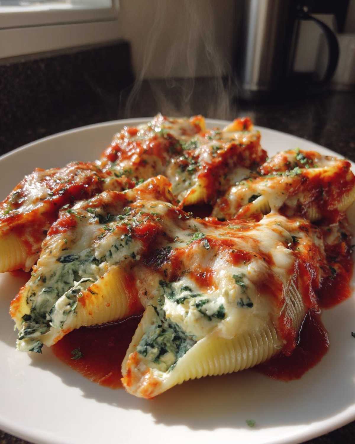 Spinach Ricotta Stuffed Shells with Marinara - detail 4