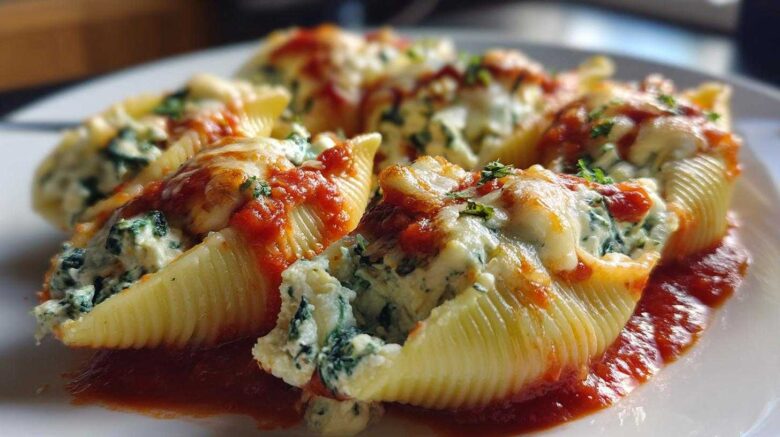 Spinach Ricotta Stuffed Shells with Marinara
