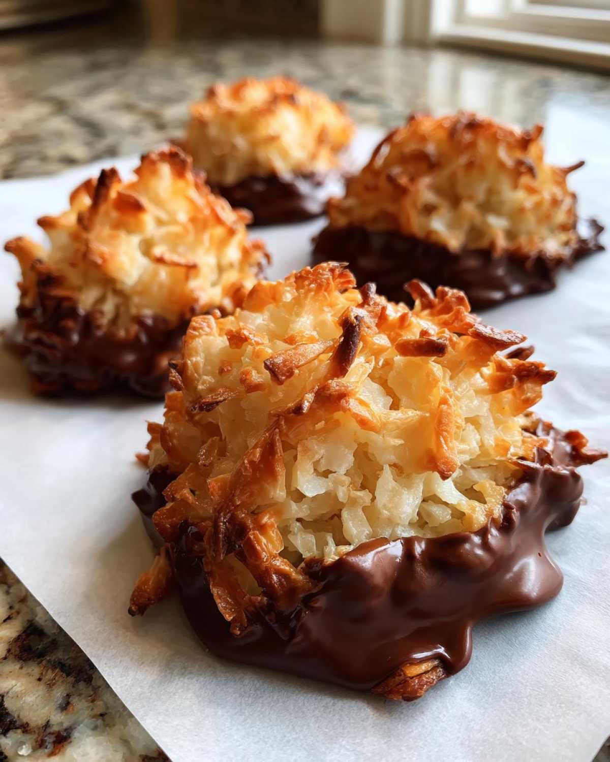 Toasted Coconut Macaroons with Dark Chocolate - detail 1