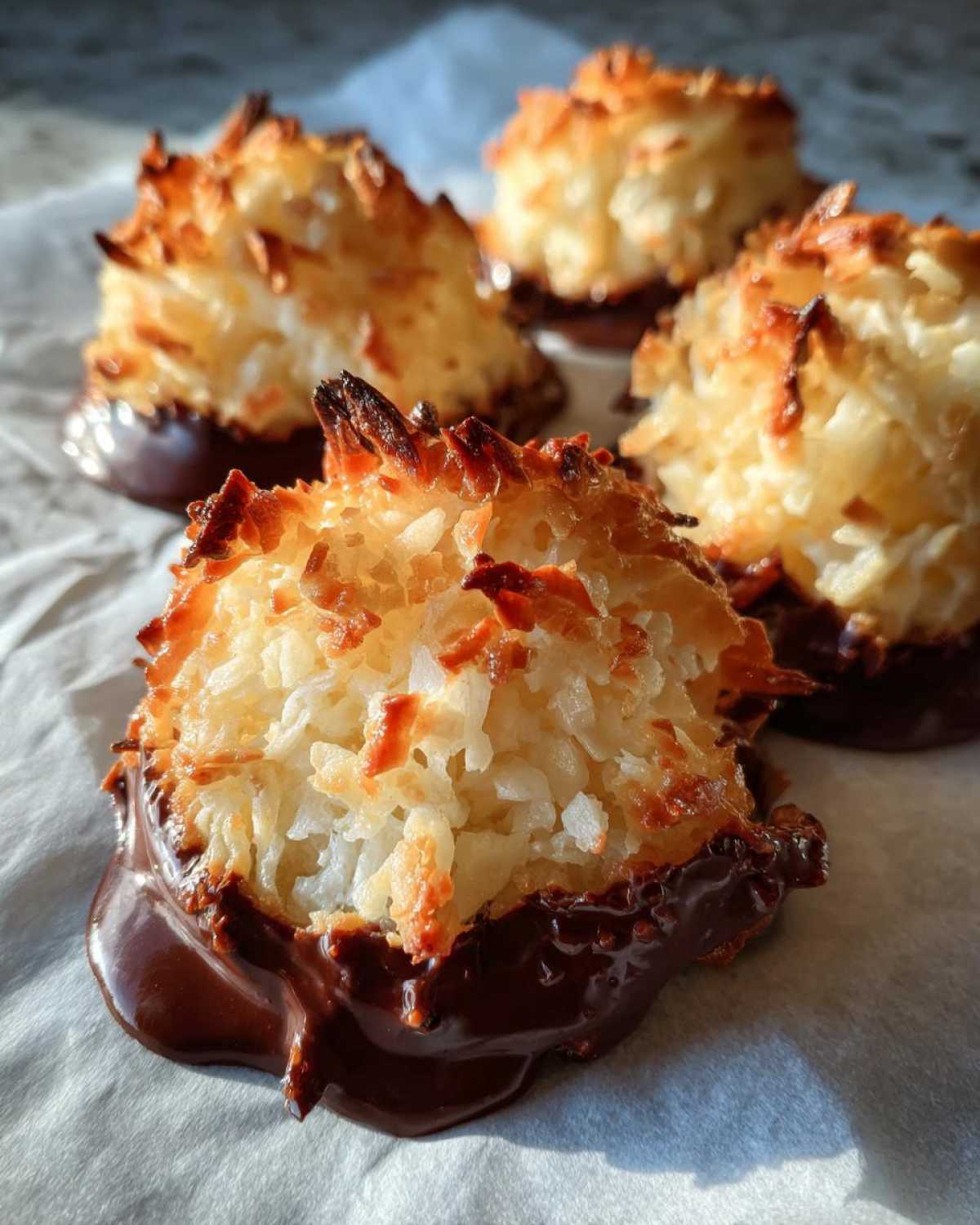 Toasted Coconut Macaroons with Dark Chocolate - detail 4