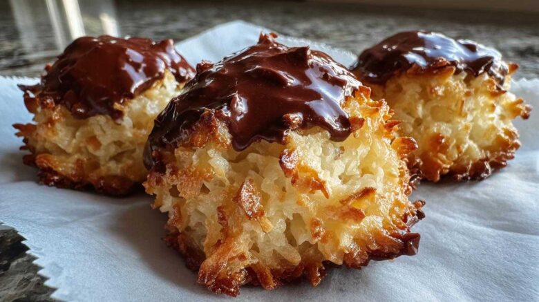 Toasted Coconut Macaroons with Dark Chocolate