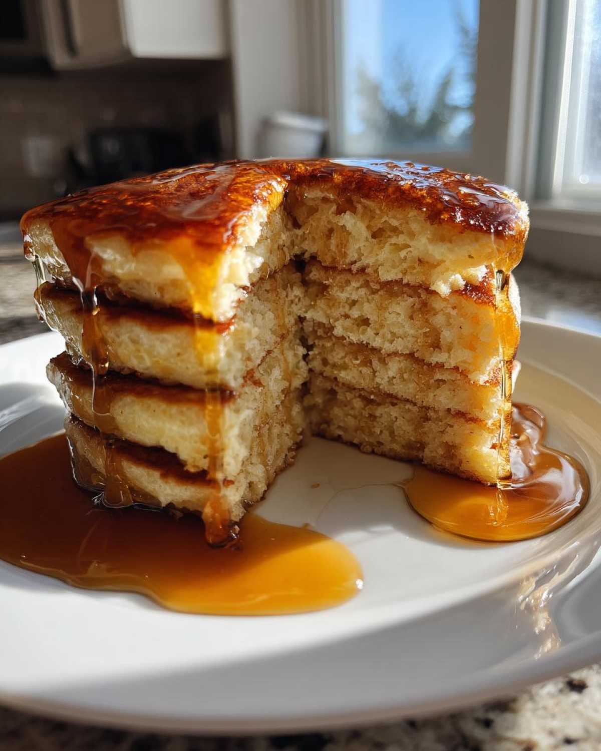 Vanilla Espresso Protein Pancakes with Syrup - detail 2