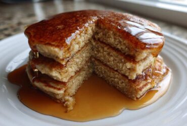 Vanilla Espresso Protein Pancakes with Syrup