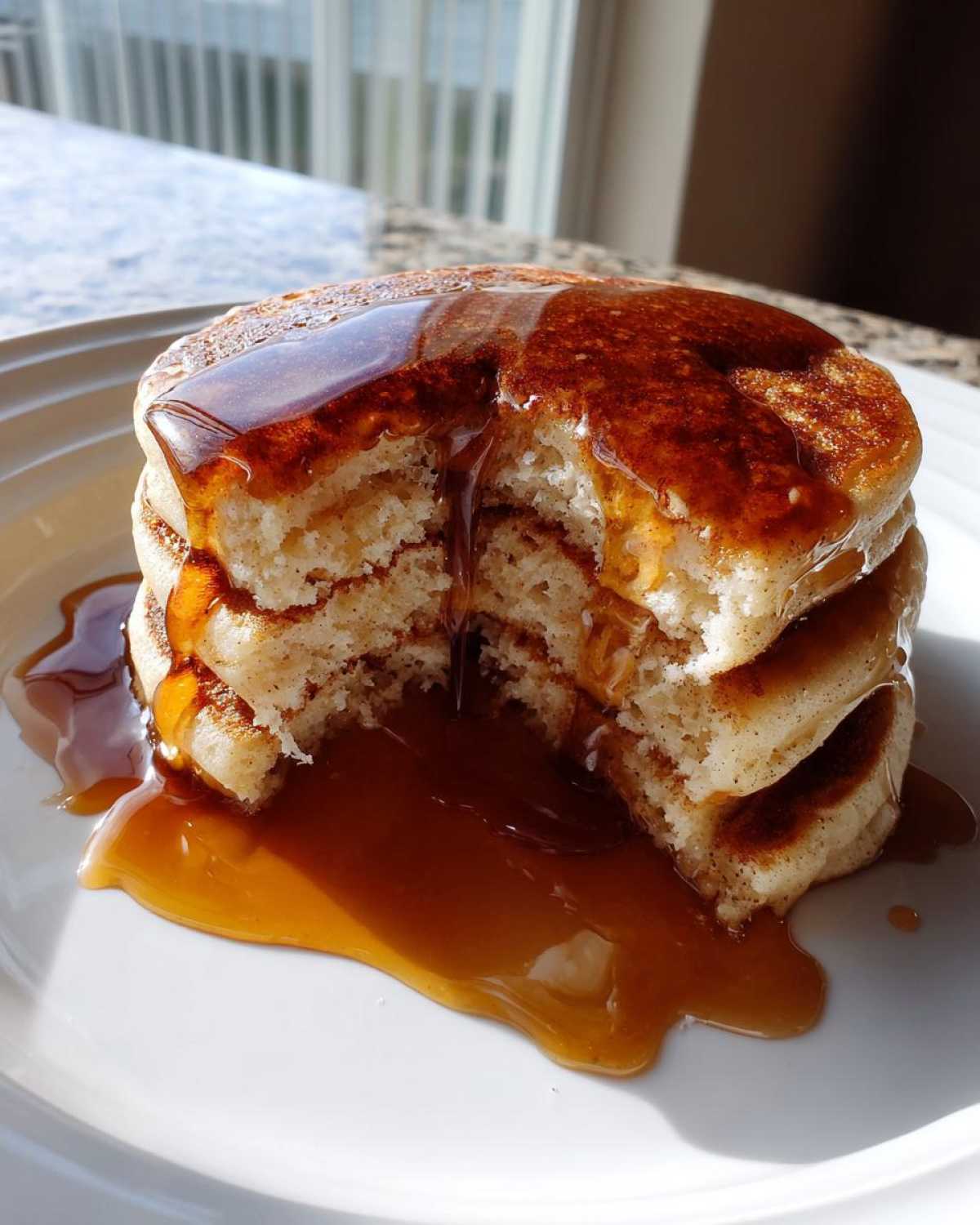 Vanilla Espresso Protein Pancakes with Syrup - detail 4
