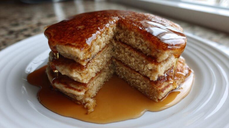 Vanilla Espresso Protein Pancakes with Syrup