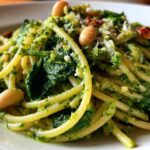 White Bean Pesto Pasta with Spinach