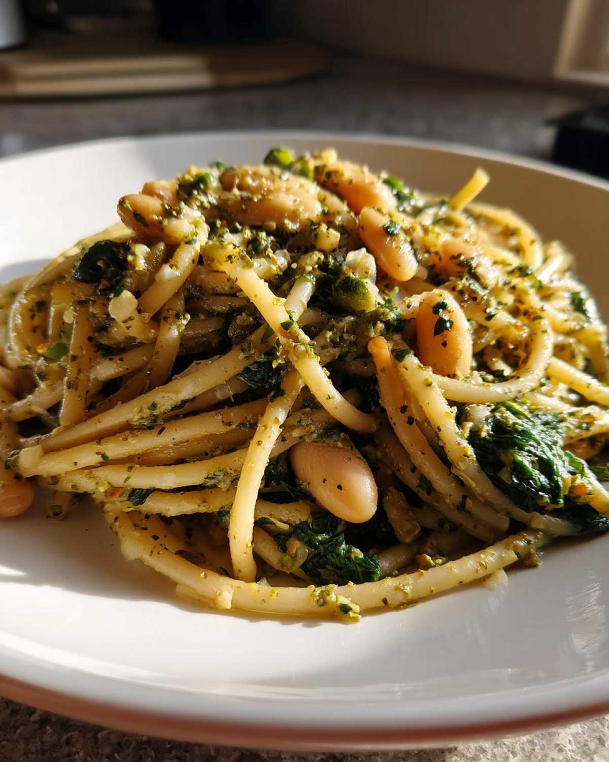 White Bean Pesto Pasta with Spinach - detail 3