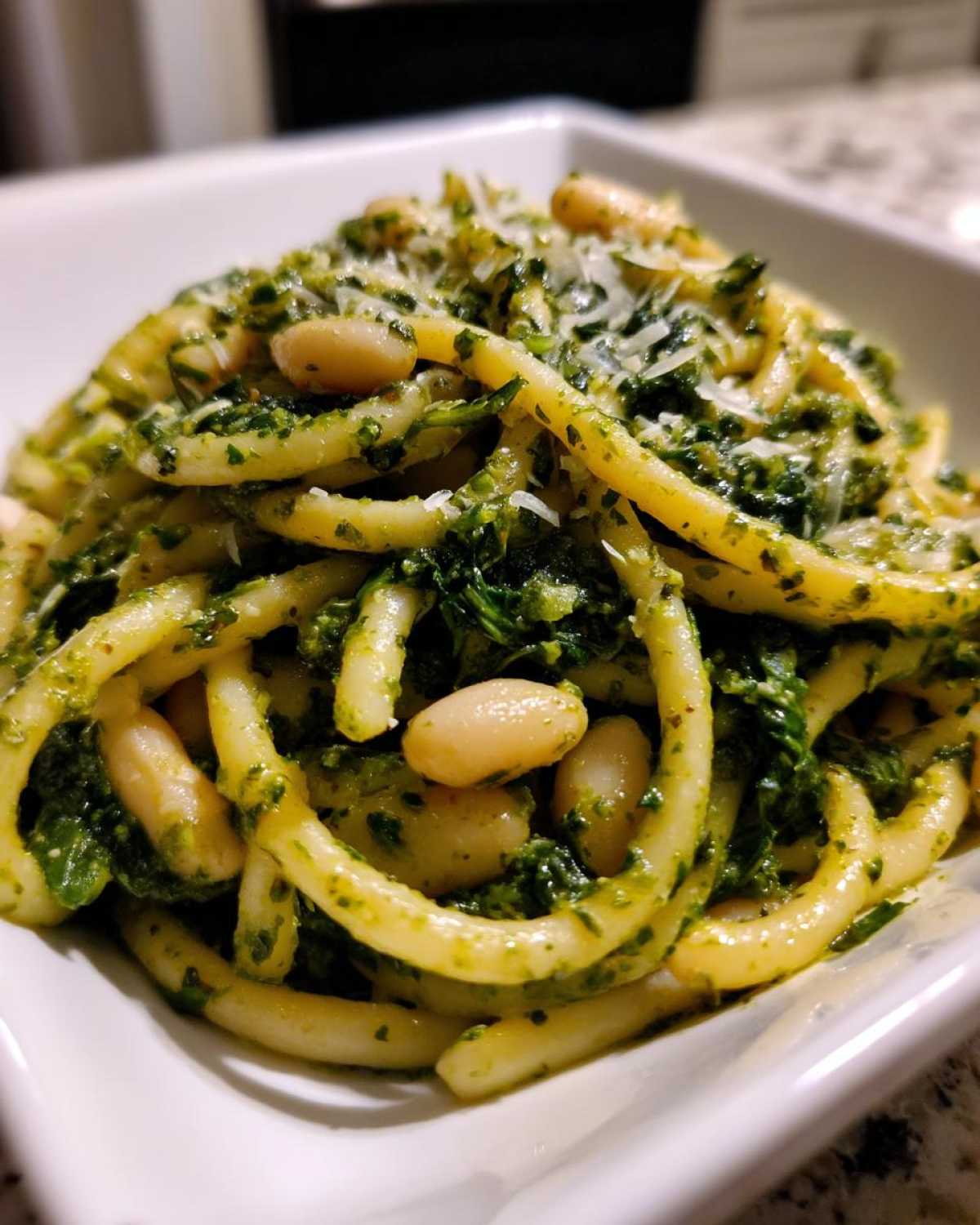 White Bean Pesto Pasta with Spinach - detail 4