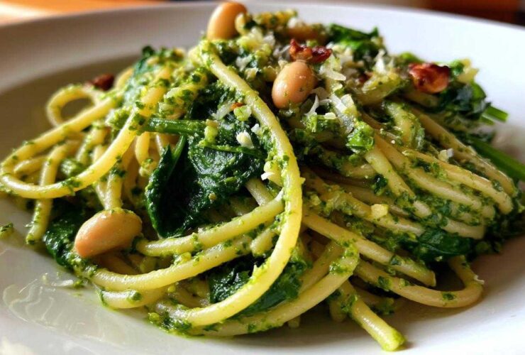 White Bean Pesto Pasta with Spinach
