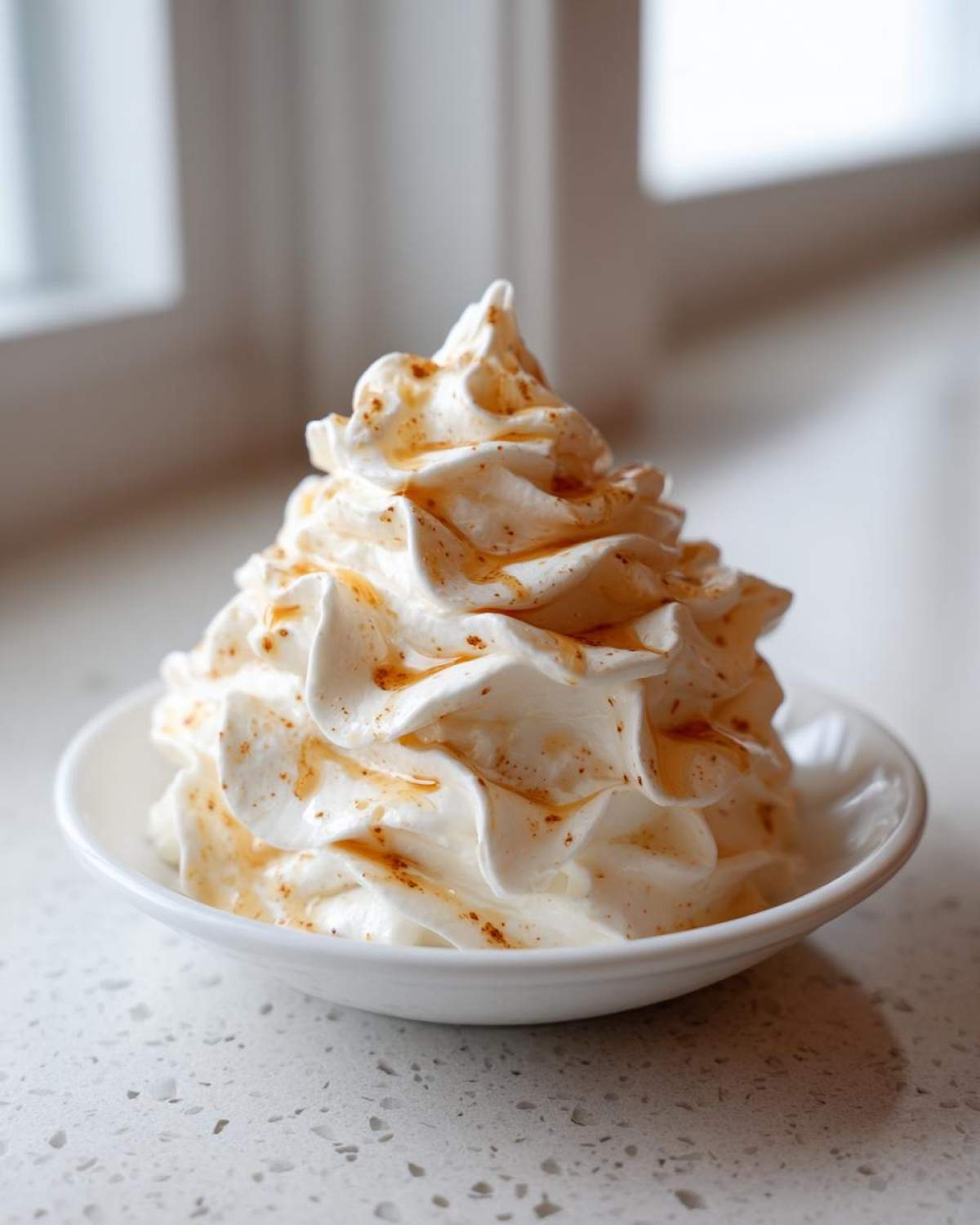 A swirl of whipped Copycat Texas Roadhouse Cinnamon Honey Butter drizzled with honey and cinnamon.