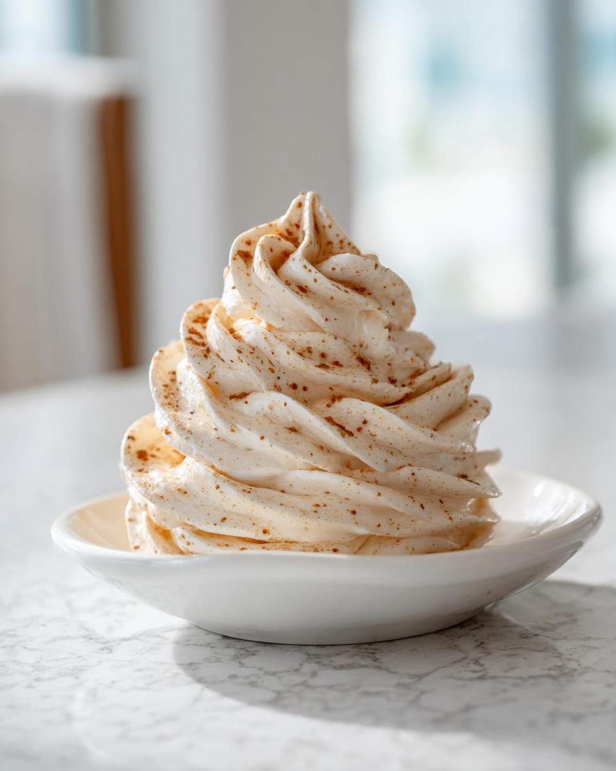 A beautiful swirl of Copycat Texas Roadhouse Cinnamon Honey Butter sprinkled with cinnamon, served in a small white dish.